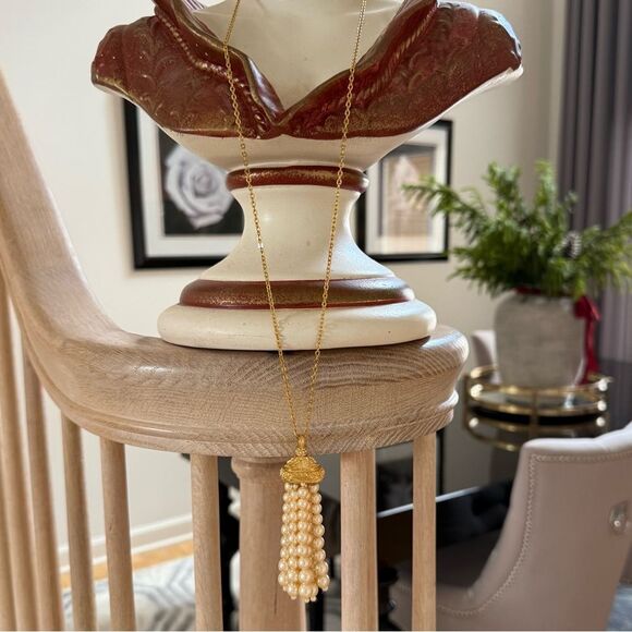 Deidre Hall Long Necklace with Pearl Cluster Tassel Pendant - Picture 2 of 10